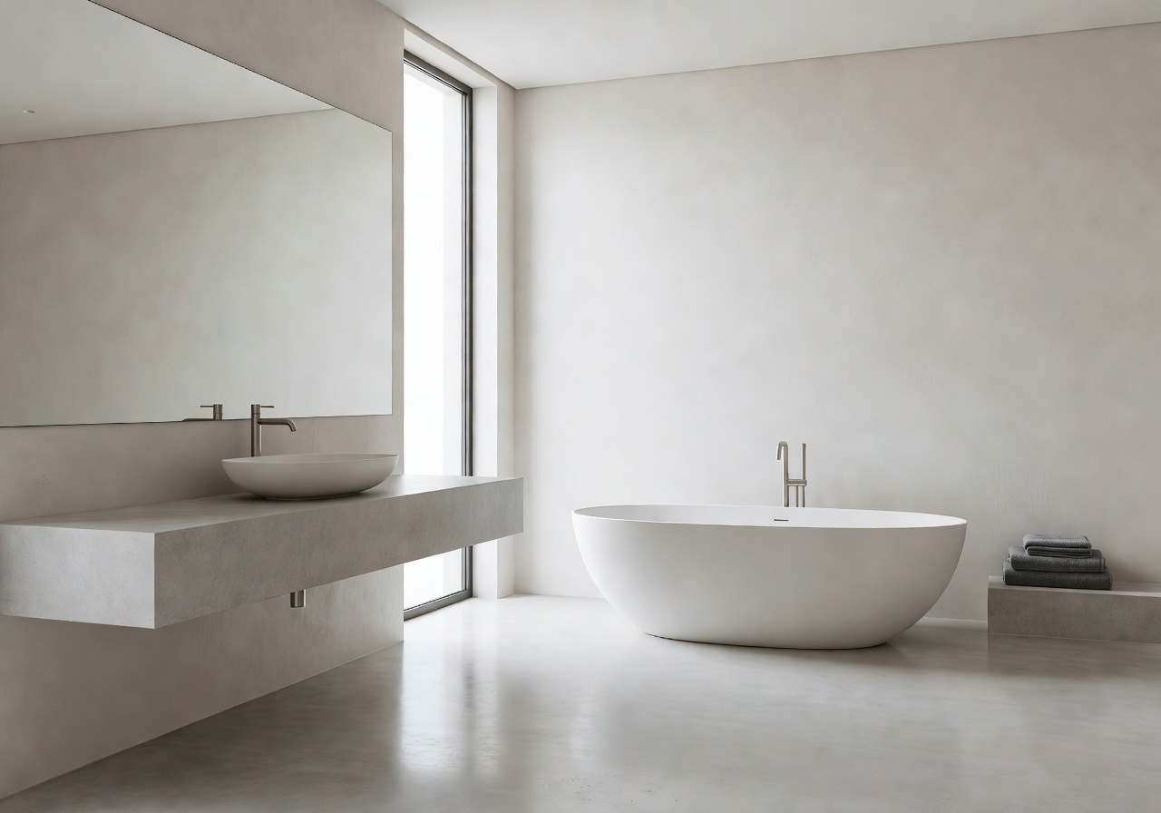 Minimalist luxury bathroom interior with natural light